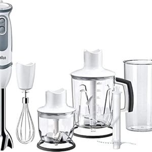 خلاط يدوي مالتي كويك 5 فاريو بقدرة 1000 واط مع ملحقات من براون - ابيض - رقم الموديل: MQ 5245