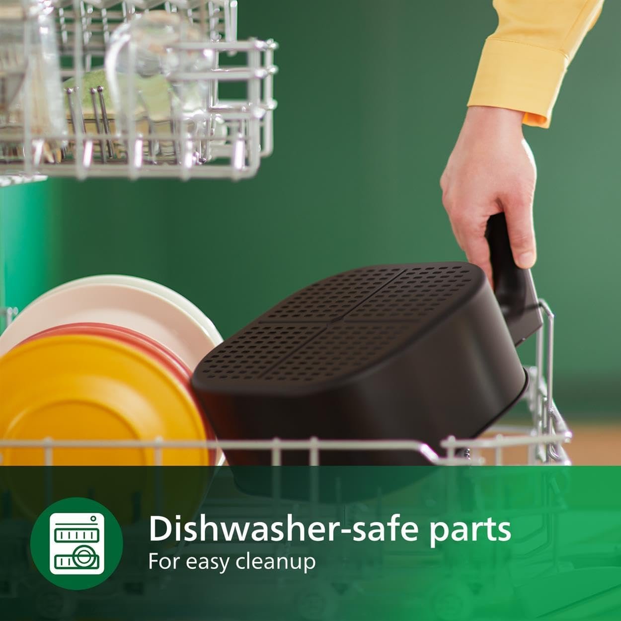 مقلاة هوائية اسينشيال اكس ال بشاشة رقمية مع 7 إعدادات و14 وظيفة للطهي مزودة بتقنية بسعة 1.2 كيلو جرام وقدرة 2000 وات وجهد كهربائي 220 فولت و50 هرتز من فيليبس لون أسود - HD9270/91 6.2 لتر 2000 واط - الصورة 6