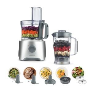 محضر طعام مالتي برو صغير الحجم من كينوود، لون فضي - 800 واط - ضمان دولي، موديل FDP304SI، 800 واط